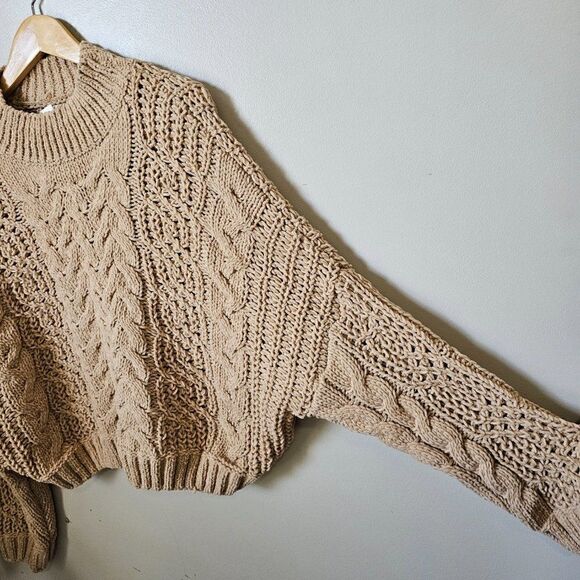 NWT POL TAN CHUNKY KNIT BATWING CHENILLE SWEATER SIZE L - Picture 9 of 15